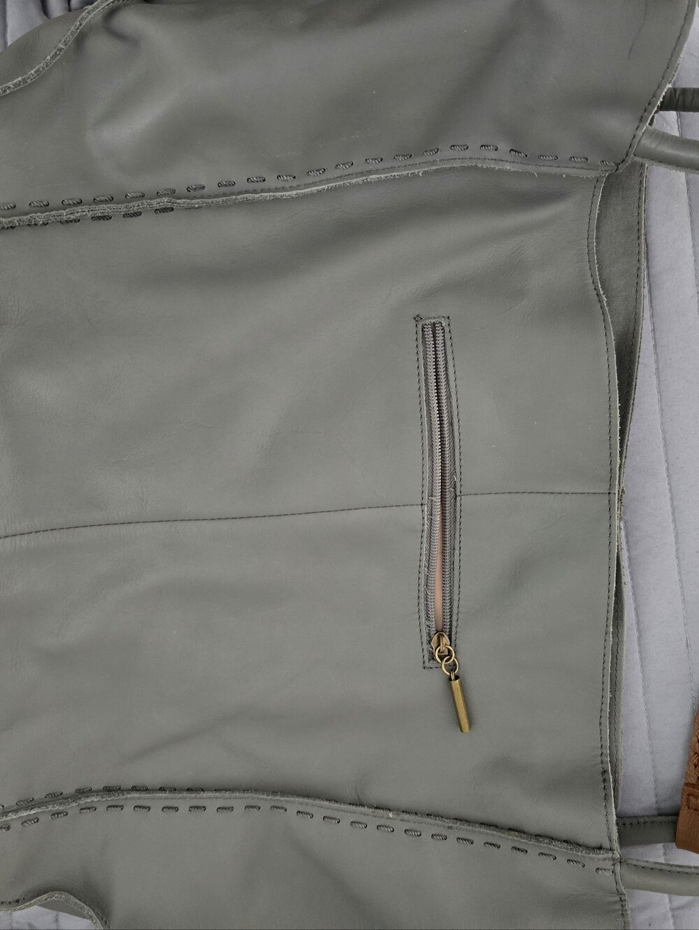 The Sak Blue Leather Tote with Tan Handles - Picture 6 of 6